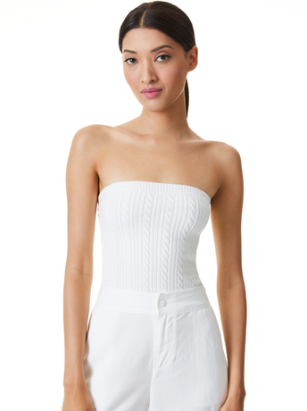 SOFT WHITE-IZZIE CABLEKNIT TUBE TOP-