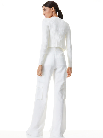 SOFT WHITE-GRETA CROPPED CABLEKNIT CARDIGAN-