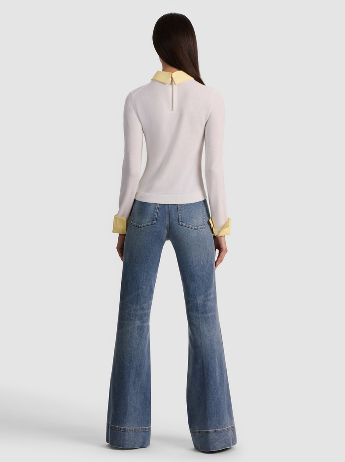 PORLA COLLARED SWEATER - SOFT WHITE/BUTTER image 2 - ALICE + OLIVIA