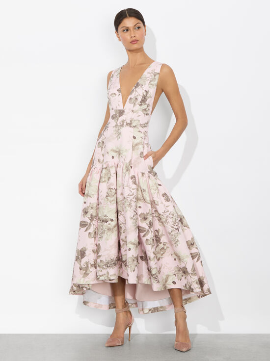 MEADOW-LILA STRUCTURED MIDI DRESS