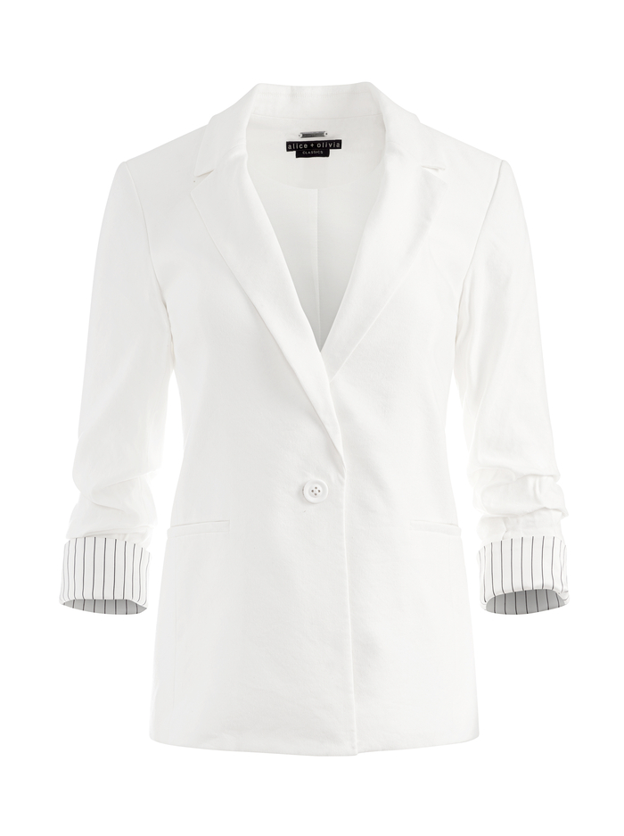 NIGEL SCRUNCHED CUFF BLAZER - OPTIC WHITE image 5 - Alice And Olivia