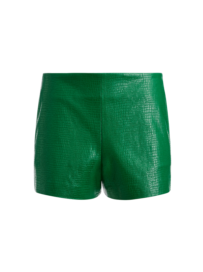 BRIALLEN VEGAN LEATHER CROC SHORT - EMERALD image 5 - ALICE + OLIVIA