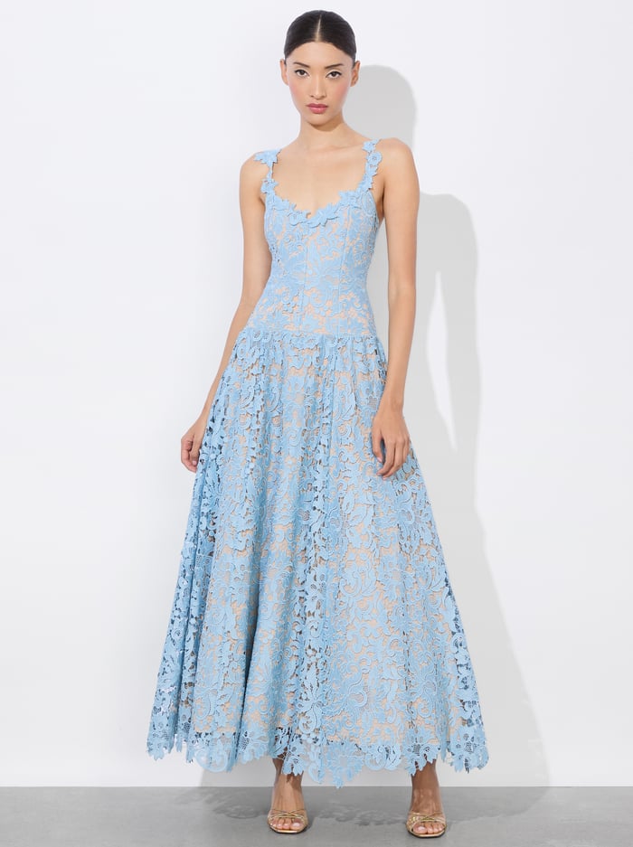 ANABELLA DROP WAIST DRESS - MINERAL BLUE image 3 - Alice And Olivia