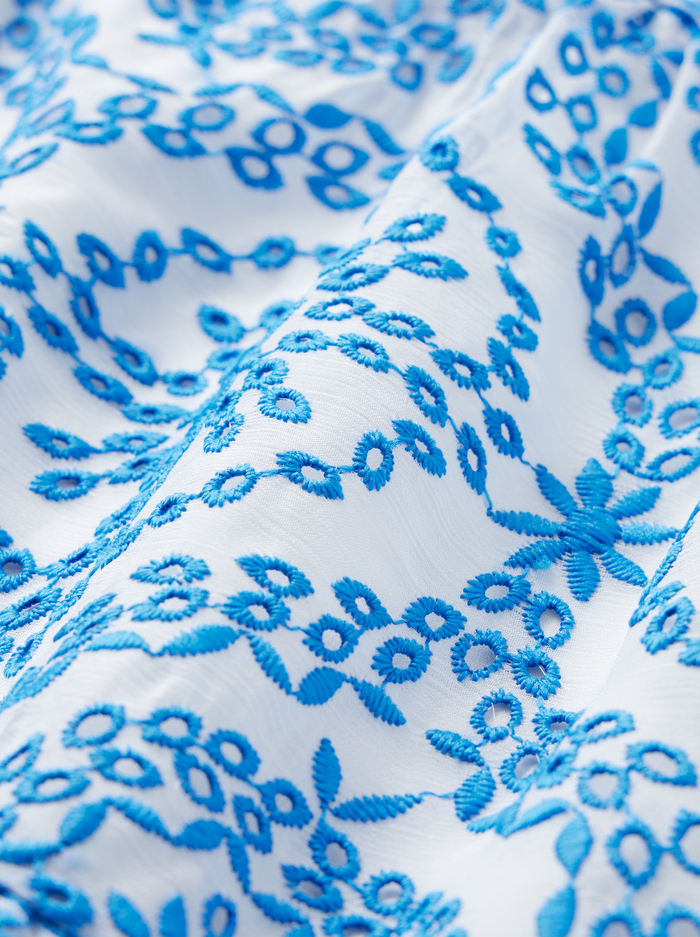 MARNA TIERED MIDI TIE STRAP DRESS - OFF WHITE/FRENCH BLUE image 1 - Alice And Olivia