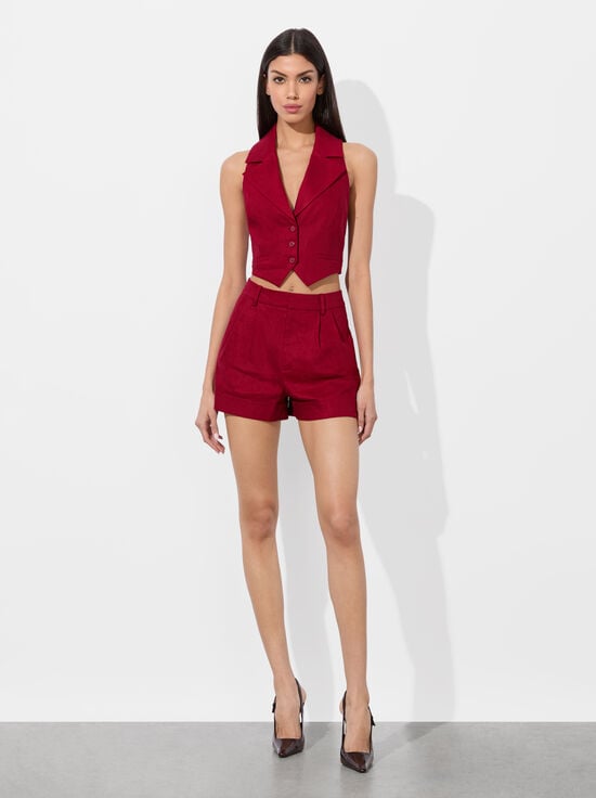 DARK CHERRY-DONNA LINEN VEST