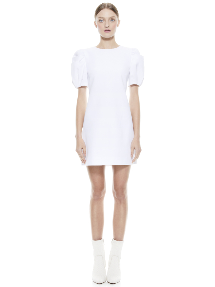 Hanita Puff Sleeve Mini Dress In White | Alice And Olivia