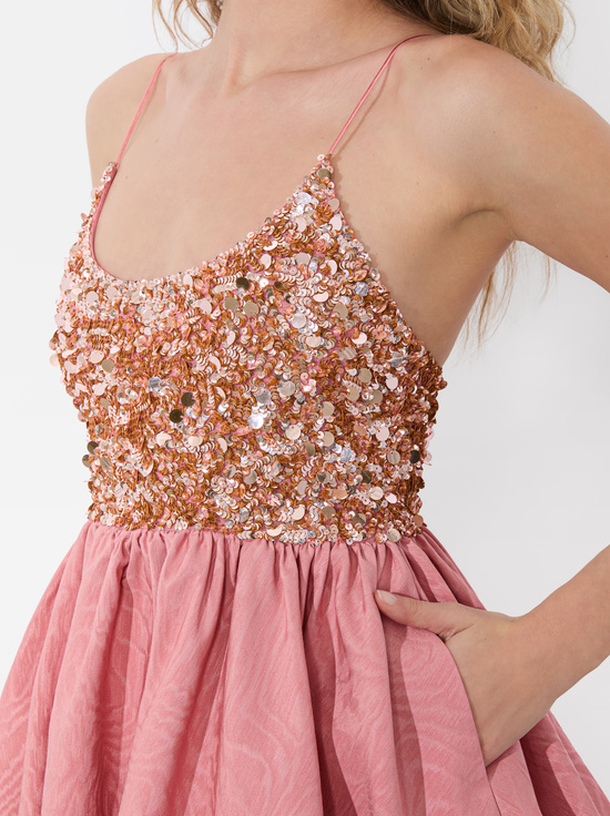 DUSTY ROSE-NESSA BUBBLE MINI DRESS