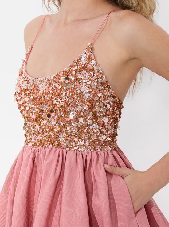 DUSTY ROSE-NESSA BUBBLE MINI DRESS