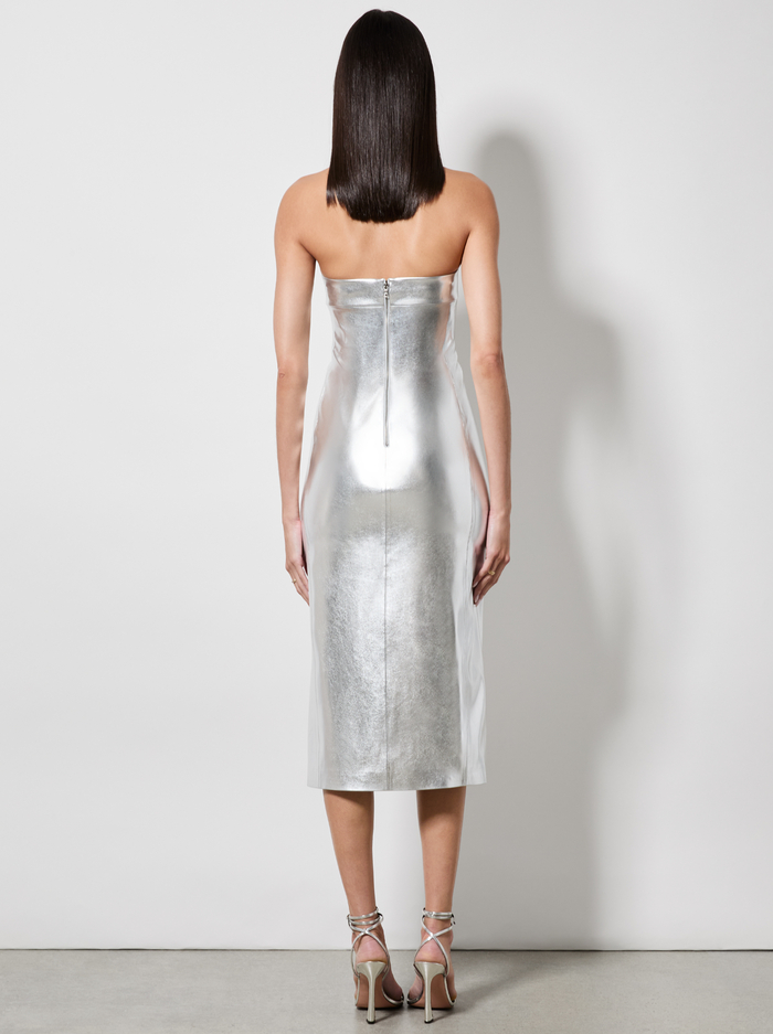 KELLY VEGAN MIDI DRESS - SILVER image 2 - Alice And Olivia