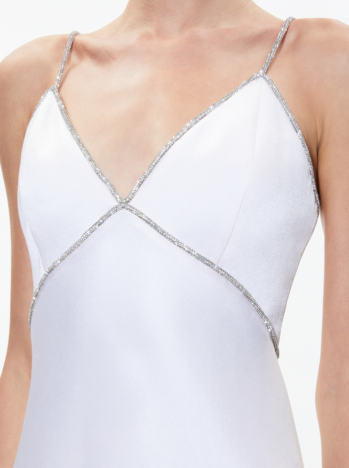 JULIENNE EMBELLISHED V-NECK MINI DRESS - OFF WHITE image 3 - Alice And Olivia