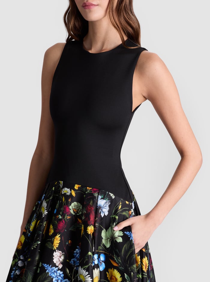 ADLEY DROP WAIST MIDI DRESS - SOCIAL HOUR BLACK image 1 - Alice And Olivia