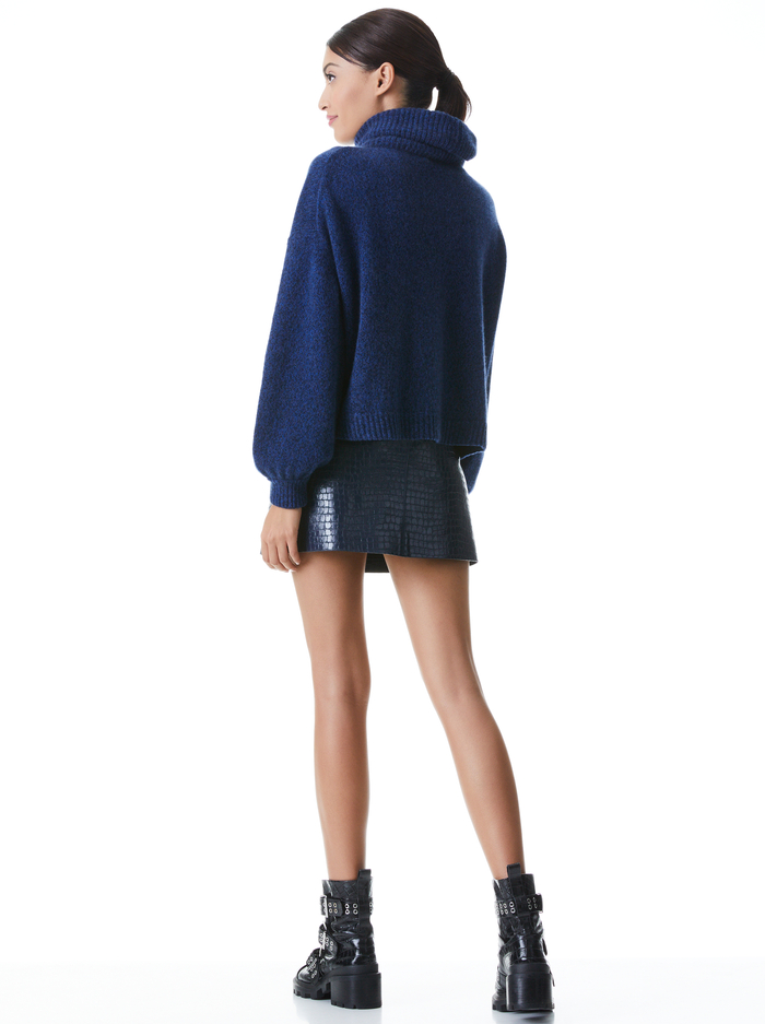 ELANA VEGAN MINI SKIRT - NAVY image 1 - Alice And Olivia