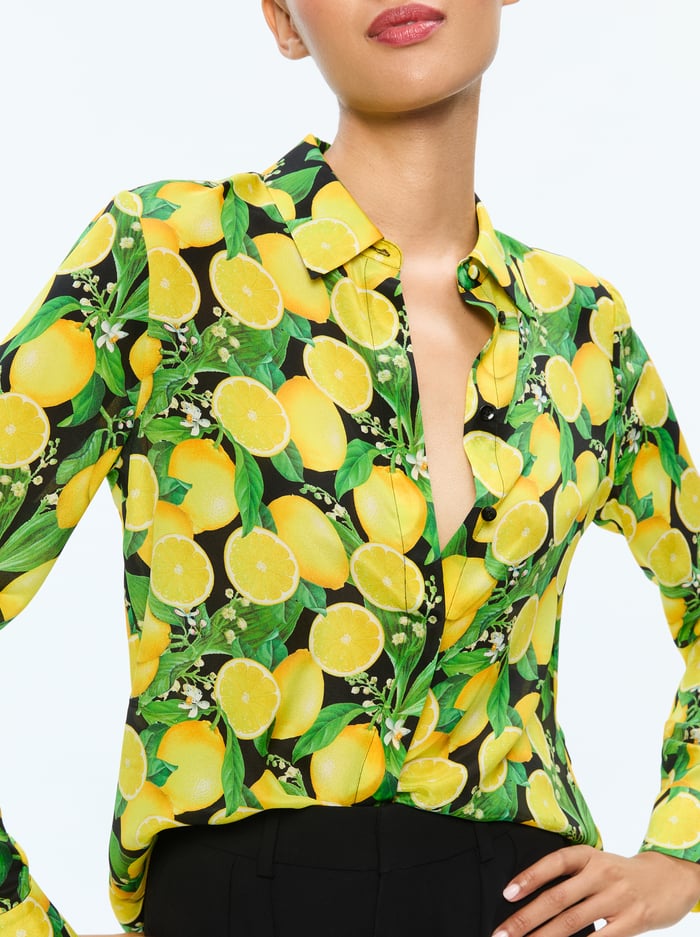 WILLA SILK BLOUSE - LEMON TREE image 3 - Alice And Olivia