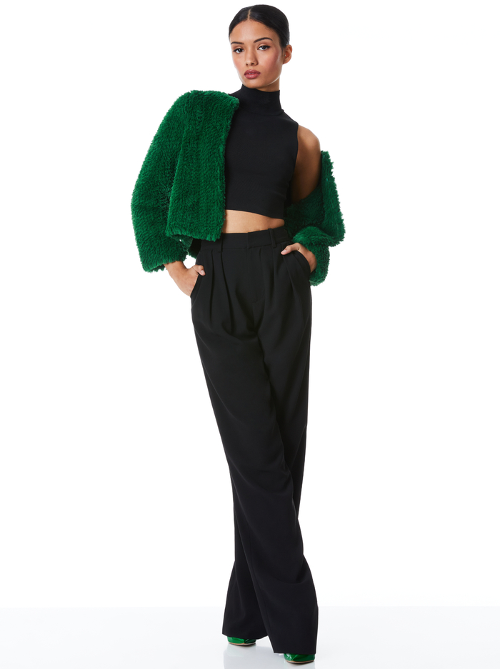 FAWN FAUX FUR JACKET - DEEP EMERALD image 4 - ALICE + OLIVIA