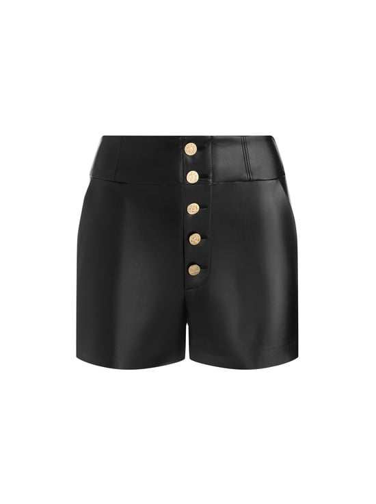 BLACK-BAYLOR VEGAN CORSET SHORT