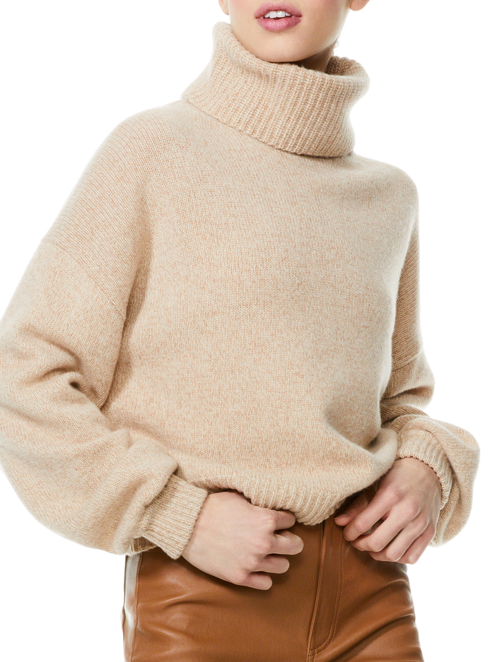 FRANKLYN TURTLENECK PULLOVER - OATMEAL/CAMEL image 3 - Alice And Olivia