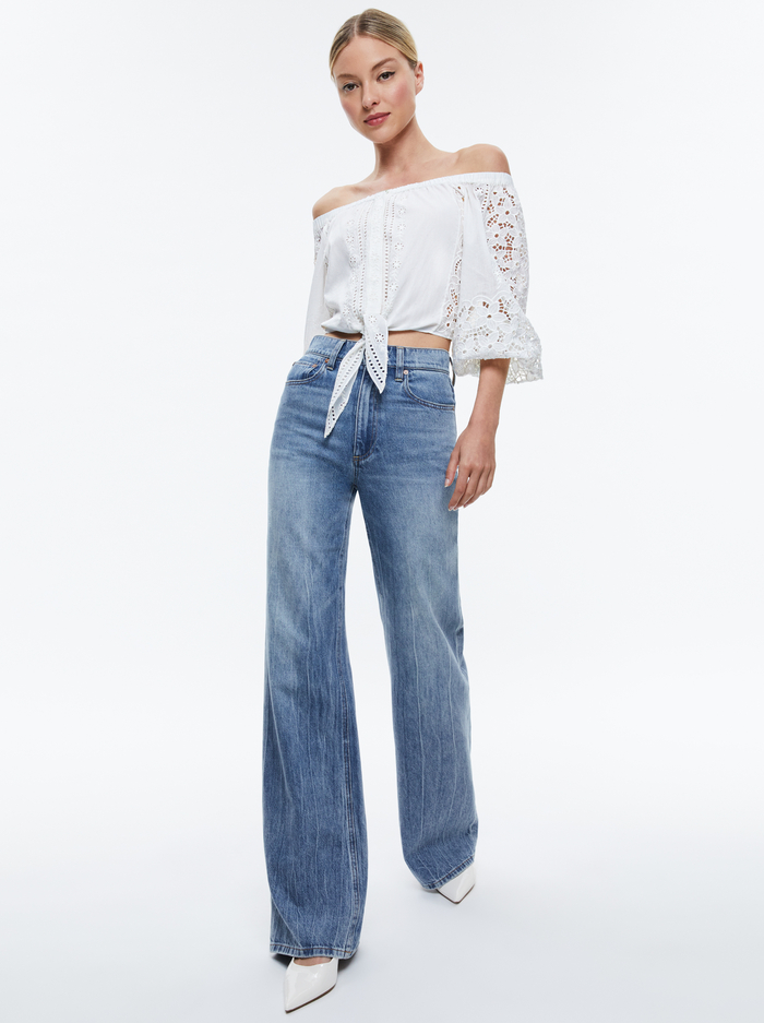 IVY OFF THE SHOULDER CROPPED TOP - OFF WHITE image 4 - Alice And Olivia