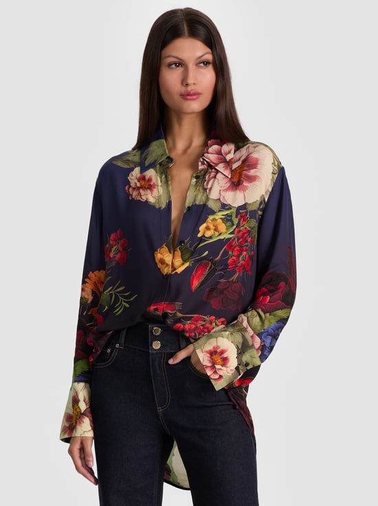 MAGIC GARDEN GRADIENT-FINELY OVERSIZED BUTTON DOWN