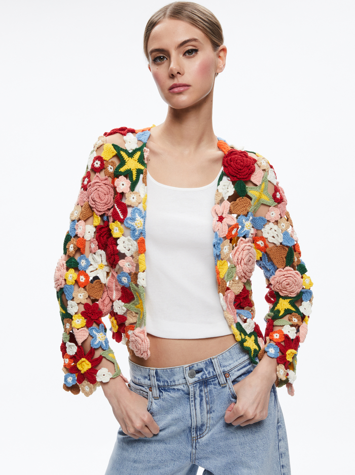 FAWN COLLAGE CARDIGAN - MULTI - Alice And Olivia