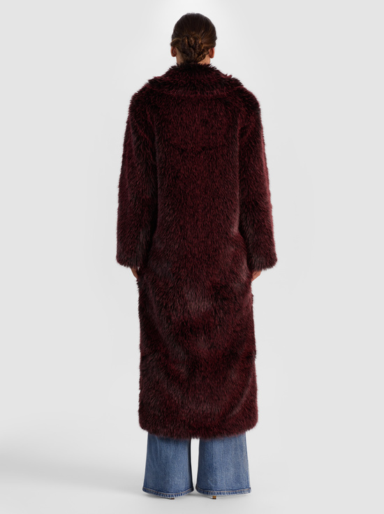 BLACK/MERLOT-MARVIN FAUX FUR MAXI COAT