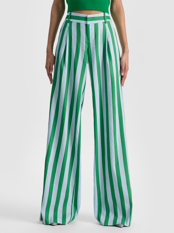 ERIC PANT - HRLOM STRIPE CROLNA BLU/GRN AP - ALICE + OLIVIA