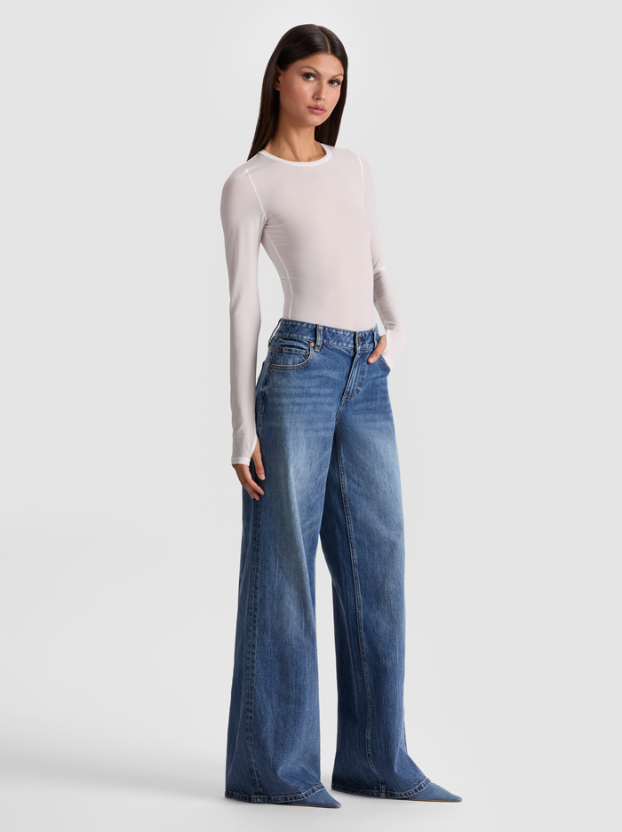 HOTTIE LONG SLEEVE BODYSUIT - OFF WHITE image 4 - Alice And Olivia
