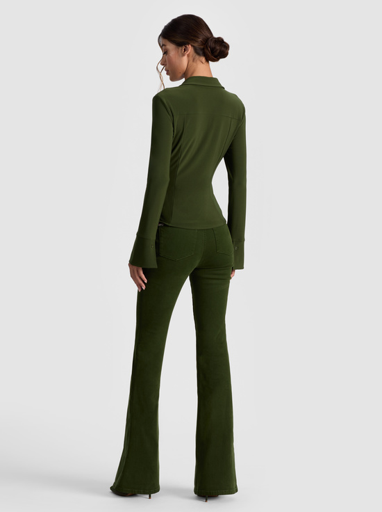 DARK OLIVE-FREYA FITTED TOP