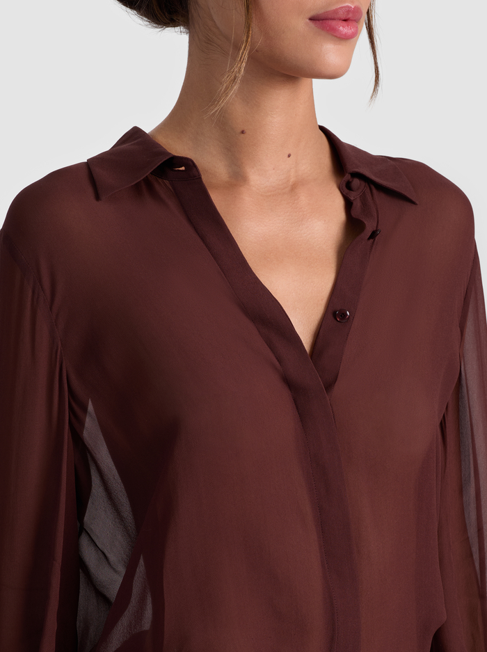 TURNER BUTTON DOWN - DARK CHOCOLATE image 3 - ALICE + OLIVIA