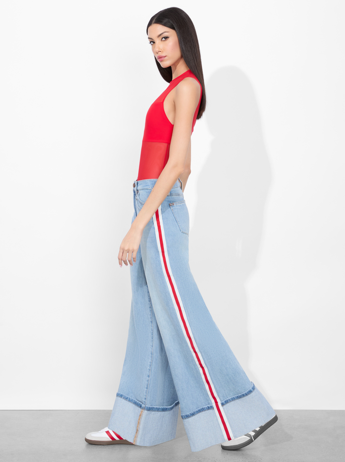 BANDEAU SLEEVELESS BODYSUIT - BRIGHT RUBY image 4 - Alice And Olivia