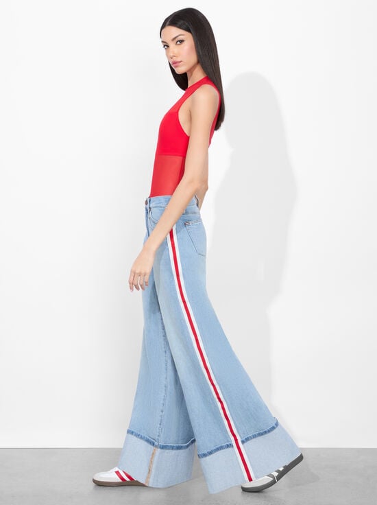 BRIGHT RUBY-BANDEAU SLEEVELESS BODYSUIT