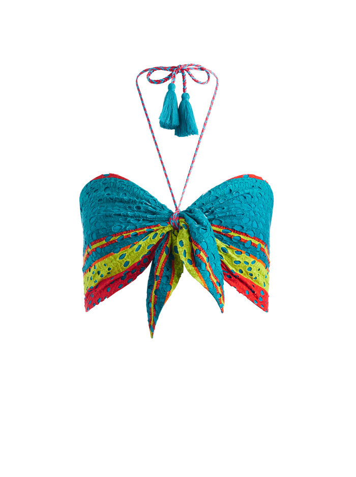 LIVIA TIE FRONT HALTER TOP - CABO STRIPE/MULTI image 5 - Alice And Olivia