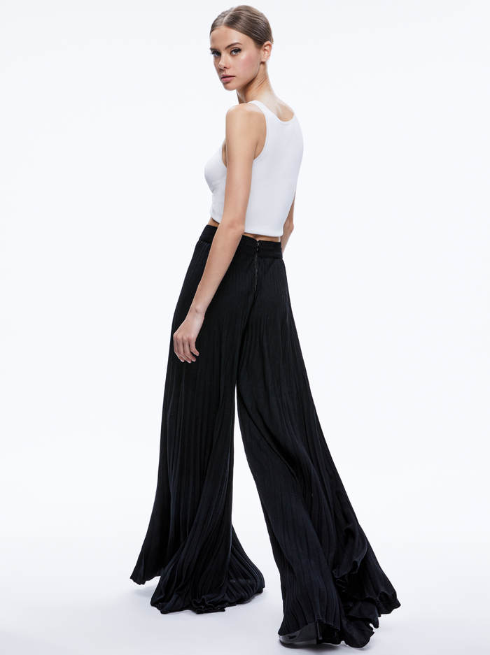 COPEN PLEATED WIDE LEG PANT - BLACK image 1 - Alice And Olivia