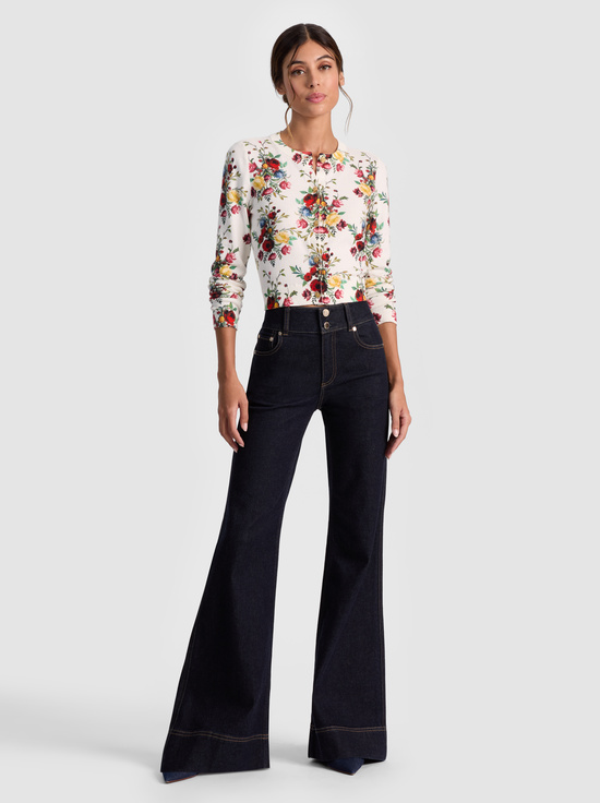 GILDED ROSE-CARSON PRINTED CARDIGAN