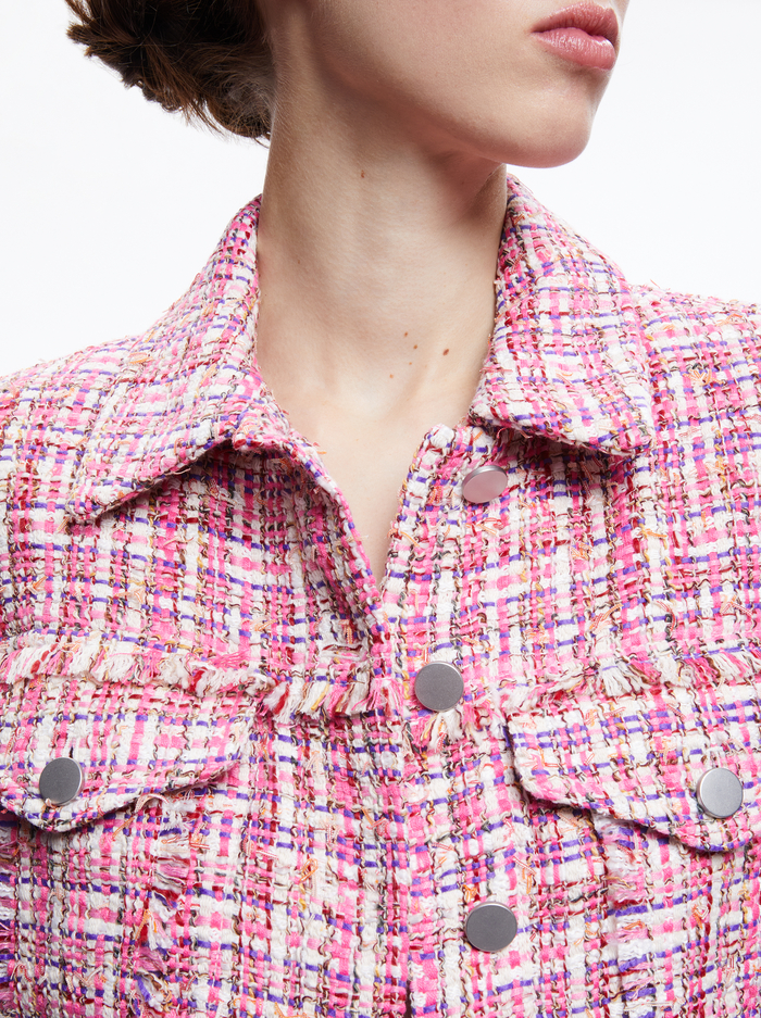 CHLOE TWEED CROPPED JACKET - CANDY MULTI image 3 - Alice And Olivia