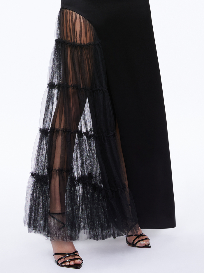 RYN SLIT TULLE PANEL MAXI DRESS - BLACK image 3 - Alice And Olivia