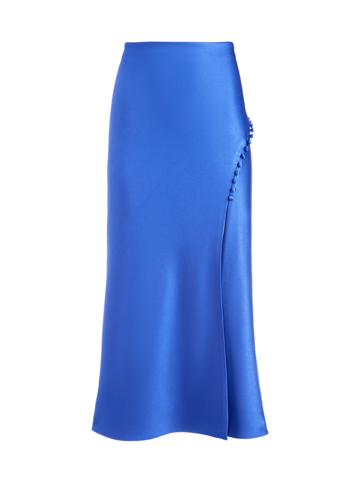 ALENE BUTTON SLIP SKIRT - COBALT image 4 - ALICE + OLIVIA