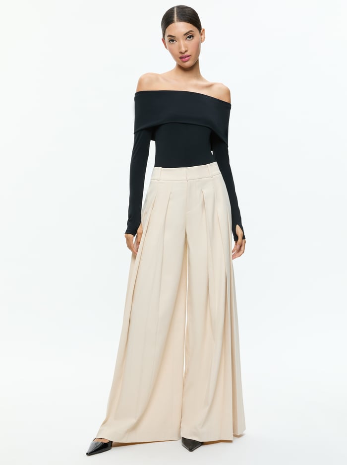 SIMON LINEN TROUSER - SOLID OATMEAL image 4 - Alice And Olivia