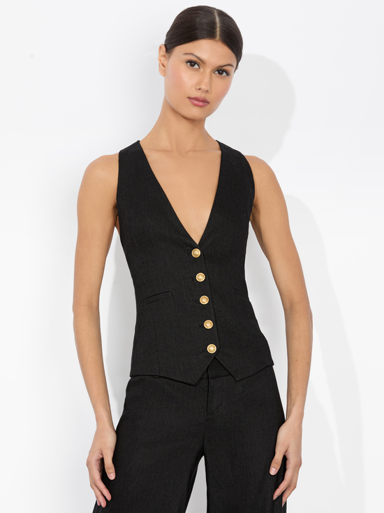 BLACK-MAZIE LINEN VEST