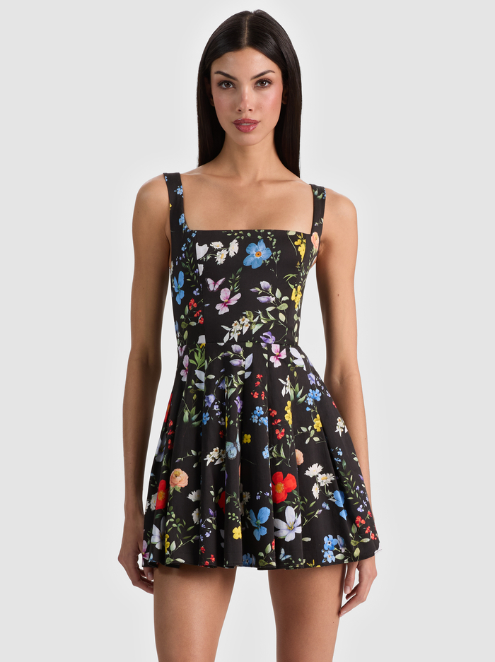VEDA MINI DRESS - TWISTING VINES BLACK image 3 - ALICE + OLIVIA