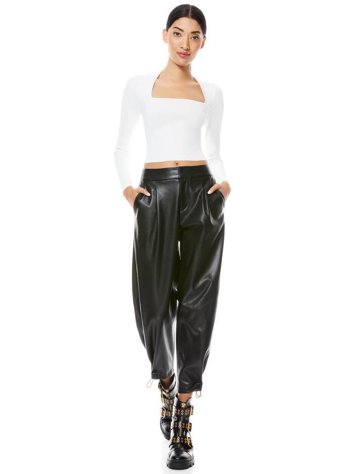 PARIS VEGAN LEATHER TOGGLE JOGGER - BLACK image 8 - Alice And Olivia