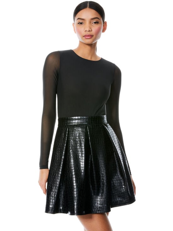 BLACK-CHARA VEGAN MINI DRESS