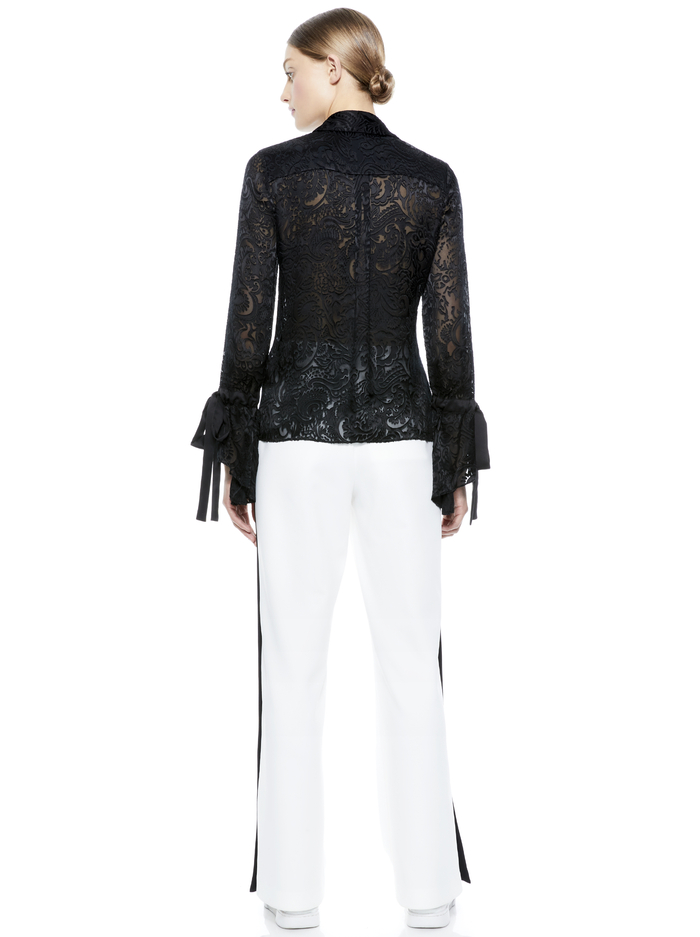 WILLA RUFFLE CUFF BLOUSE - FEMININE ESCAPE SM BLACK image 1 - Alice And Olivia