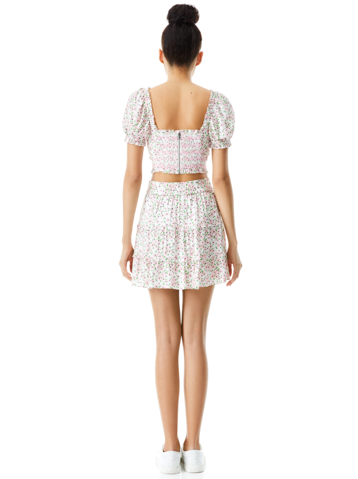 RIANNA PUFF SLEEVE CROP TOP - MONTEREY DITSY SOFT WHITE image 1 - Alice And Olivia