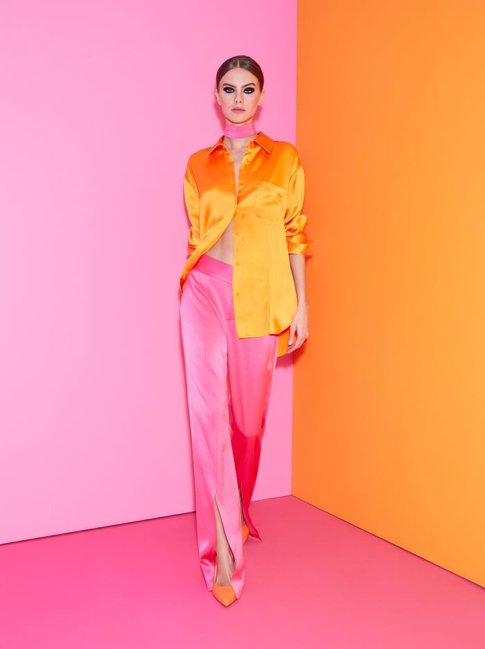 FINELY OVERSIZED BUTTON DOWN SHIRT - TANGERINE image 6 - Alice And Olivia