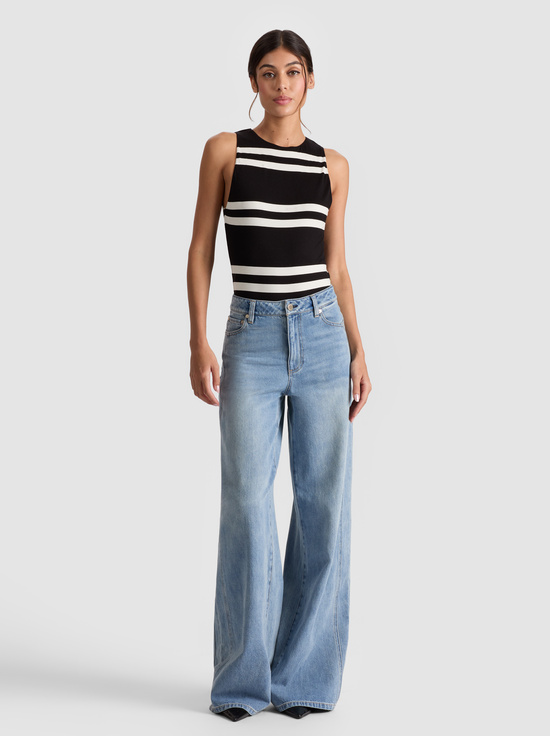 PADDLEBOARD STRIPE BLACK/ECRU-ROTHY BODYSUIT