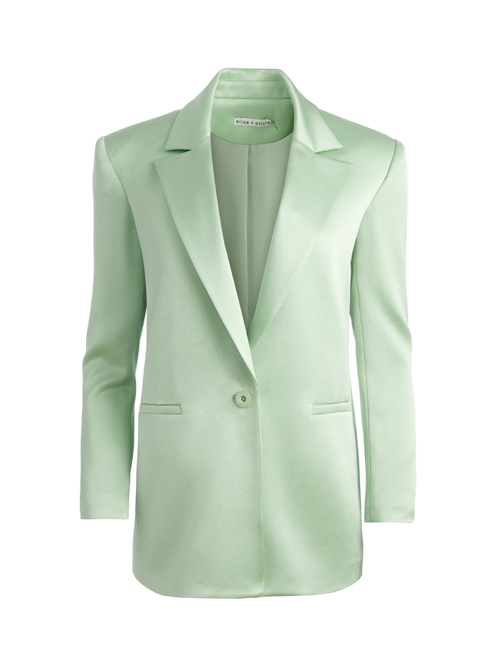 DENNY NOTCH COLLAR BOYFRIEND BLAZER - GREEN TEA image 4 - Alice And Olivia