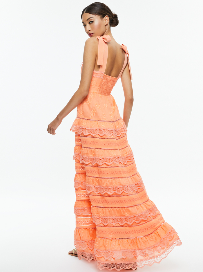 VEGA SLEEVELESS TIERED MAXI DRESS - CORAL image 2 - Alice And Olivia