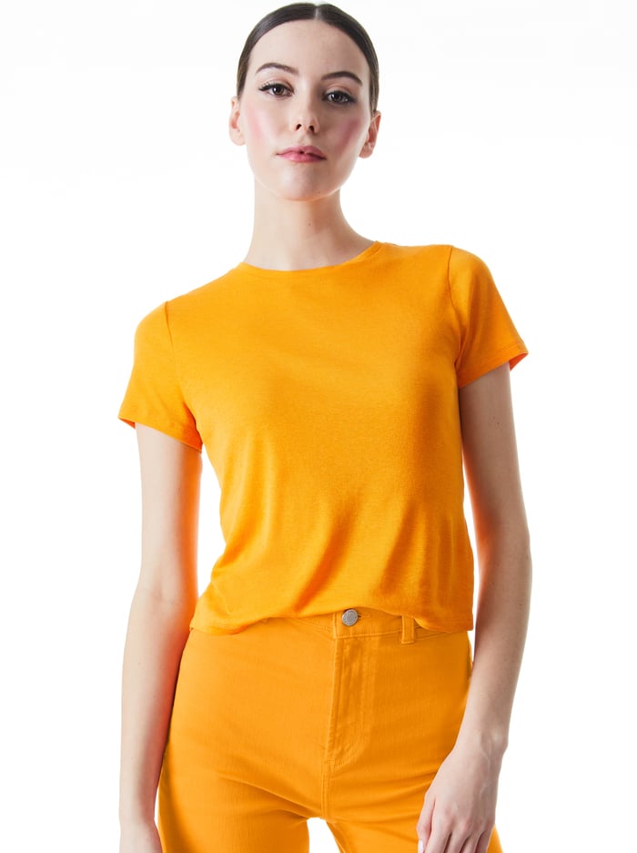 CINDY CLASSIC CROPPED TEE - TANGERINE - Alice And Olivia