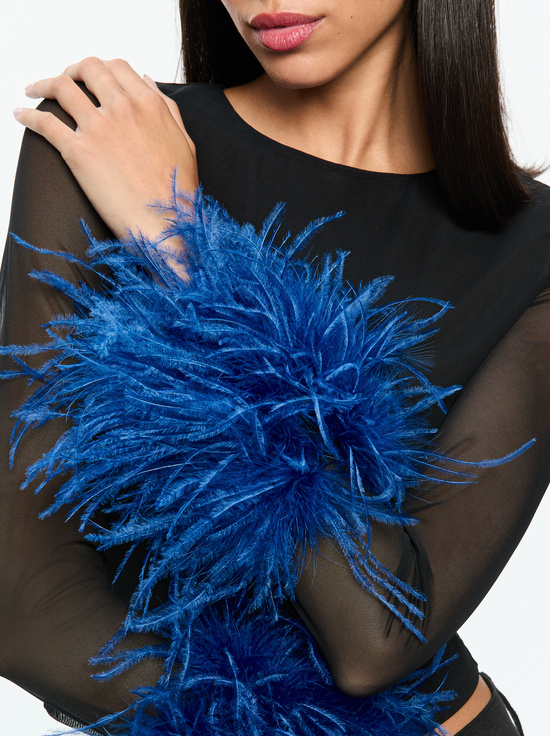 BLACK/ROYAL-DELAINA FEATHER TOP