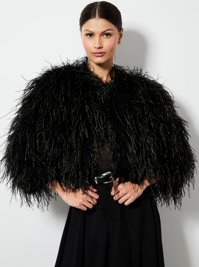 KIDMAN FEATHERED JACKET - BLACK - Alice And Olivia
